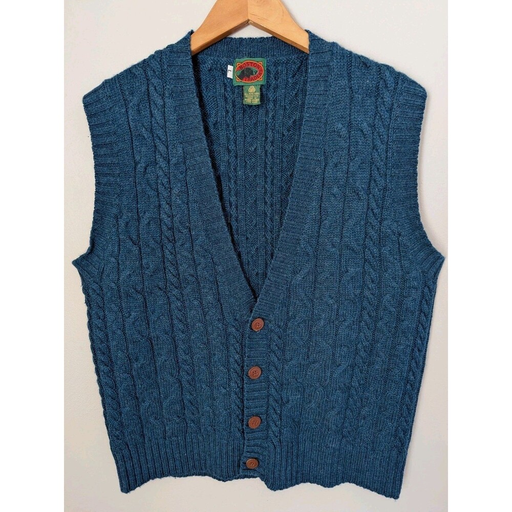 Vintage Boston Traders 100% Wool Sweater Vest Mens L Grandpa Academia Hong Kong